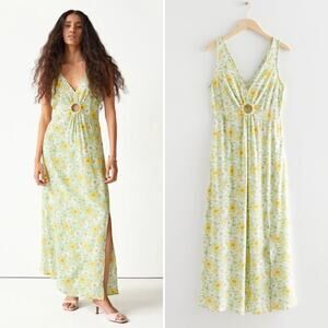 & Other Stories Printed Sleeveless Cut Out Floral Maxi Dress
